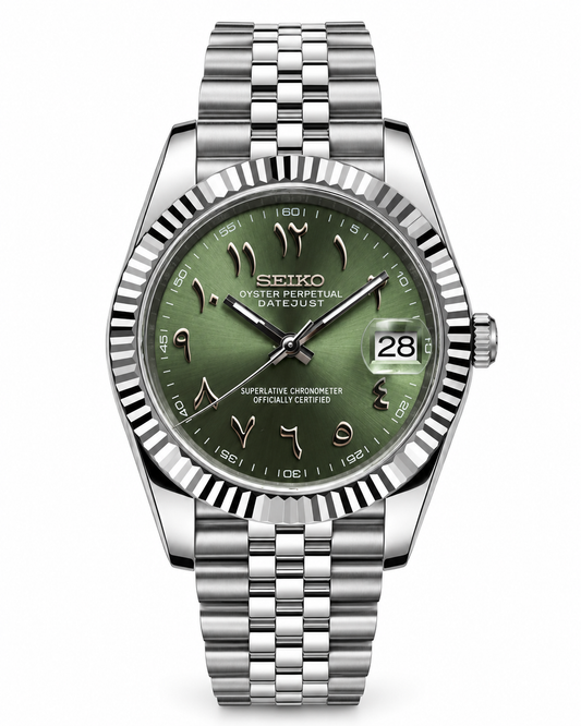 Seiko Mod Datejust "Green Arabic" Watch