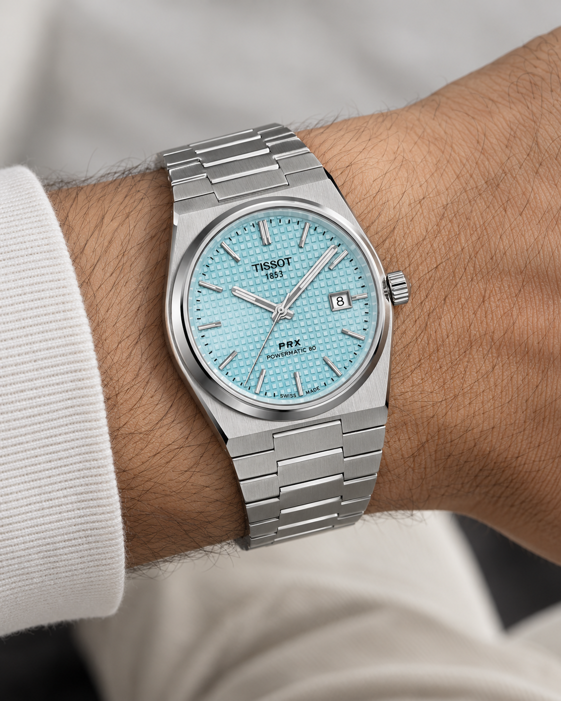 Tissot PRX Inspired Luxury Watch (Cool-light Blue Dial) | Premium Steel Finish