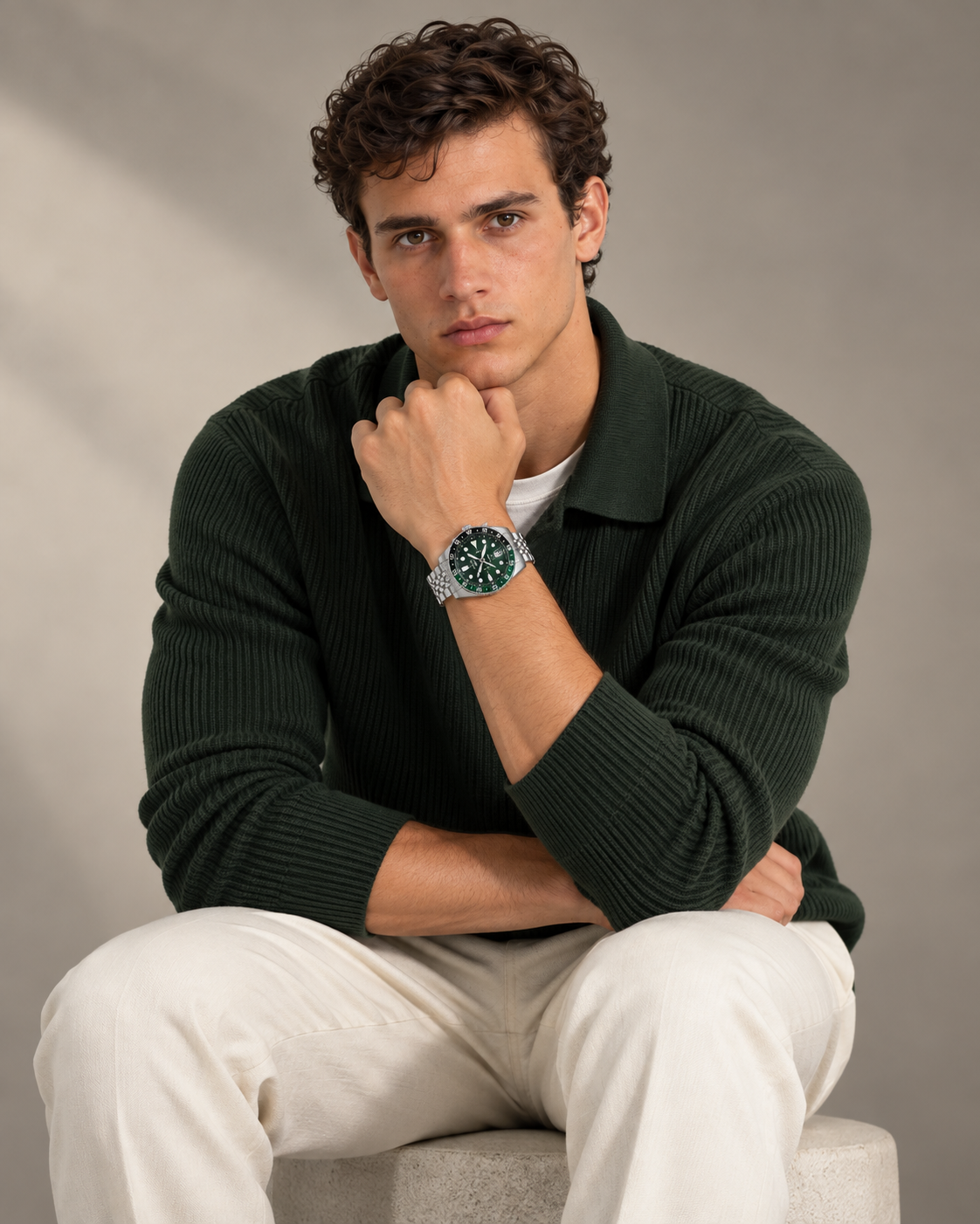 Emerald Green GMT Automatic Steel Watch