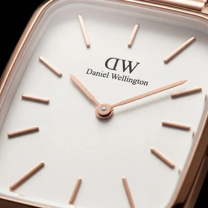 Gold Rectangular Silver Sunray Dial Mesh Strap Watch