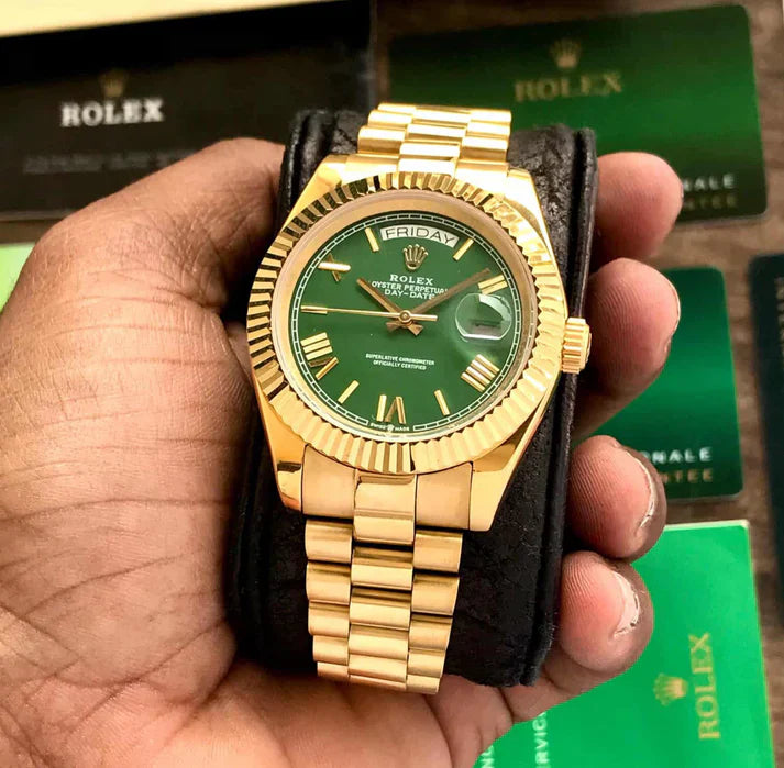 Rolex Day Date Gold Green Dial 40mm Japanese Automatic Mens Watch